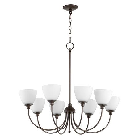 Quorum 6109-8-86 Transitional Eight Light Chandelier from Celeste Collection in Bronze/Dark Finish,
